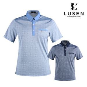 보스케 남성 인견 반팔 카라셔츠 BLU1M406