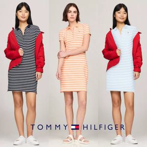 타미힐피거 76J4862-C1O 여자 스트라이프 폴로 반팔 원피스