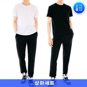 [텐제로]남녀공용 여름 더위탈출 캐주얼 9부 반팔티+쿨바지세트 STP240815