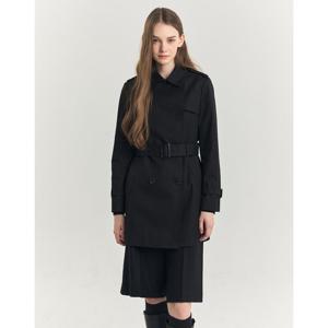 헤지스 여성 24FW 더블 하프 트렌치 코트 블랙 HSCO4D8C1BK