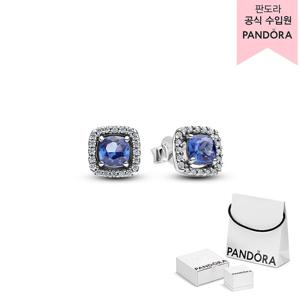 [판도라(주얼리)][백화점 보증서 제공] 스파클링 스퀘어 블루 할로 스터드 이어링 293551C01