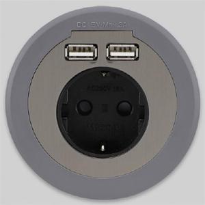빌트인 원형 가구 매입 콘센트 BID-201 다크그레이