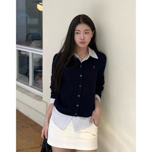 헤지스 여성 25SS 면 케이블 긴팔 가디건 네이비 HSSW5AC11N2