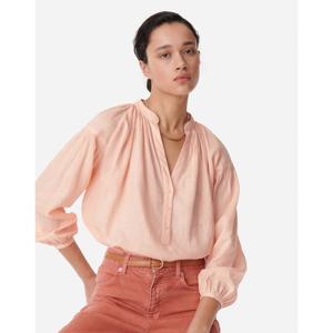 바네사브루노 24SS 클리어런스라이트핑크 셔링 린넨 긴팔 블라우스 VIBL4E219P1
