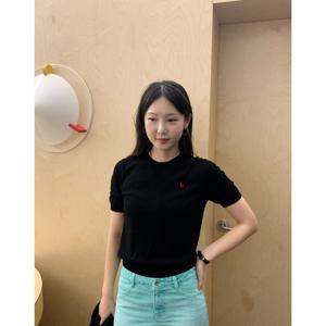 헤지스 여성 25SS 울혼방 반팔 풀오버 블랙 HSSW5BC14BK