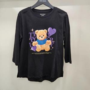 뱅뱅 HC07 봄 여성 곰돌이 프린팅 7부 티셔츠 NTL265