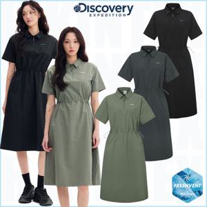 디스커버리 25SS 신상품 DWOP94053 우먼스 폴튼 경량 우븐 반집업 카라 원피스 여자 데일리 셋업 HKRS