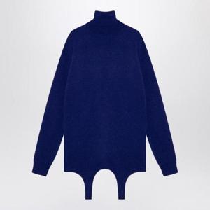 SAINT LAURENT 가터가 달린 전기 블루 터틀넥 806969YALL2XHYSL-4069