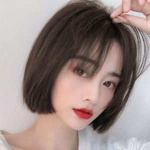 옆머리 똑딱이 부분가발 다크브라운 앞머리 헤어피스