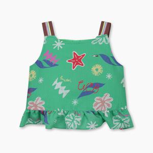 [베네통키즈] 트로피컬 민소매 블라우스_QAWS14531GN