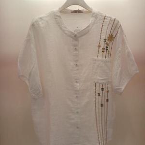 Destijl HC06 팔뚝품편한 차이나카라 반팔 라인꽃자수 깔끔한 셔츠블라우스 D2523bl49