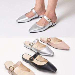 [애슬릿] 버클 스퀘어 스트랩 여성 뮬 블로퍼 2cm