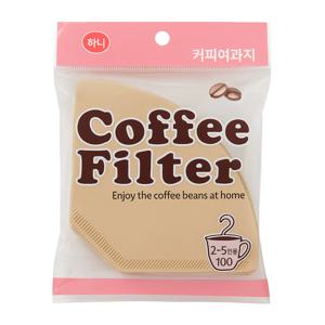 하니 커피여과지 100매 2인~5인용 핸드드립 원두커피 필터 무표백 브라운필터