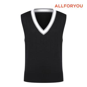 [올포유] 23FW 여성 배색 V넥 골프 니트 베스트 AWSVM8247-199