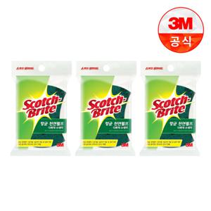 [3M]항균 천연펄프 다목적수세미 1입(찌든때세척용) 3개세트
