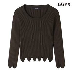 [지지피엑스]웨이브 물결 컷팅 크롭 니트 (GPCKT003D)