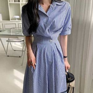 [짝꿍닷컴]데일리 스트라이프 뒷밴딩 셔츠 원피스 TDN-0149