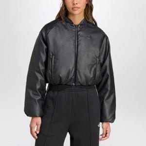 ADIDAS ORIGINALS Black faux leather zip up bomber jacket JX5332PLXLADIDS-BLK