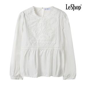 르샵  라운드넥 레이스 펀칭 블라우스 (BP9BL014A)