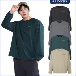디스커버리 25FW가을신상 남성 오버핏 우븐 메쉬기모 긴팔티 DMRL3A054
