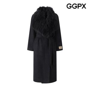 GGPX  폭스퍼 모직 스트랩 롱 코트 (GP9CT004F)