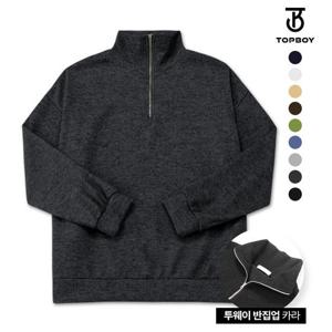 [탑보이][탑보이] 캐주얼 오버핏 반집업 니트 맨투맨 (LW092)