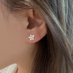 실버 925 보석 별 큐빅 피어싱