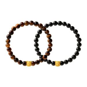 [한국금다이아몬드] 순금 볼 팔찌 24K 호랑이 원석 호안석 오닉스 택1 0.85g