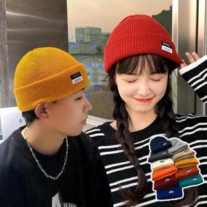 남여공용 비니 라벨패치 사계절 심플 무지 니트비니