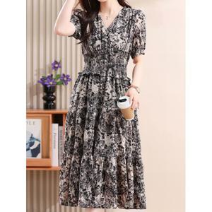 [카라]KARRA 쉬폰블랙로즈원피스_A4S1038