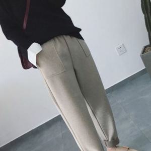 여성바지 사각주머니 배기팬츠 모직 G124851