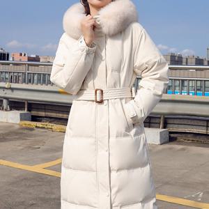 [랄라모션] 모던 털후드 벨티드 롱패딩(S~2XL)(llm0179)