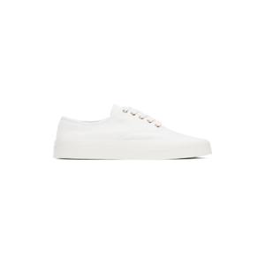25 FW Maison Kitsune 남성 화이트 캔버스 레이스업 스니커즈 242389M237001