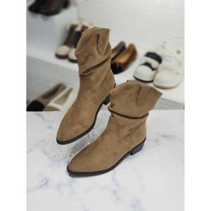 한슈 세이브존06 스웨이드 절개라인 미들 웨스턴 통부츠힐 4cm HS945010vg