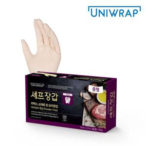 유니랩 요리용 식품용 라텍스장갑 100매 중형