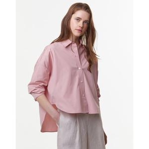 바네사브루노 24SS 클리어런스라이트핑크 언발란스 면 긴팔 블라우스 VIBL4E110P1