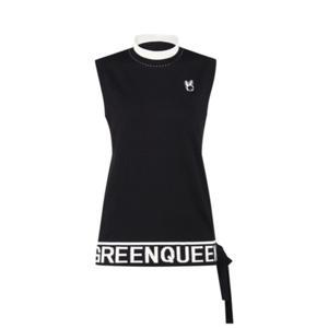 보스케 여성 봄 가을 골프웨어 골프 배색 리본 데일리 니트 조끼 L12402