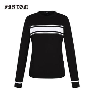 [팬텀] 여성 요크 배색 포인트 라운드 니트 221E1SR101_BK