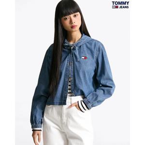 타미진 여성 TOMMY 뱃지 후드 크롭 데님셔츠 T32F0NJC01TWL1-B