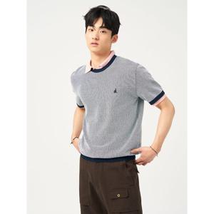 [빈폴멘] [빈폴솔솔니트] 투톤 텍스처 라운드 니트  네이비 (BC5351C31R)