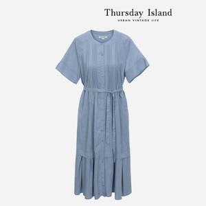 [Thursday Island] 핀턱 셔츠형 롱 원피스(T234MOP639W)