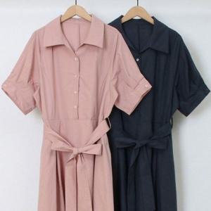 여성큰옷 307O166S 원피스 카라 벨티드 빅사이즈