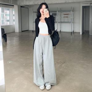 여자 넓은 고무줄 레이온 더블핀턱 팬츠