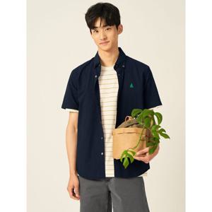 [빈폴멘] 시어서커 솔리드 반소매 셔츠  네이비 (BC5465C41R)