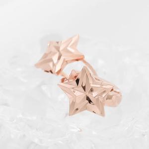 14K 금침 트윙클 로즈골드 별 컷팅 원터치링 귀걸이