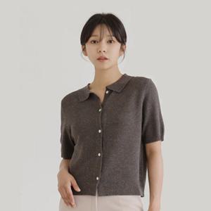[바네사빈] 썸머린넨 카라 버튼 반팔 니트 가디건 v01139