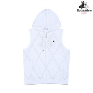 [블랙앤화이트]여성 풀오픈 후드 니트 베스트 2015LZVR_WHITE