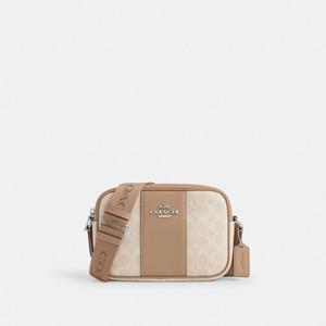 COACH 제이미 카메라 백 시그니처 캔버스 스트라이프 CZ185-SVPWH 실버/샌드/토프
