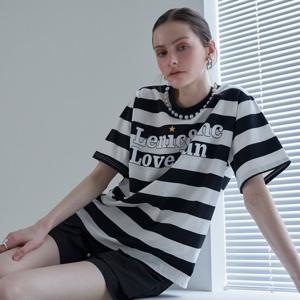 르니앤맥코이 진주넥로고스트라이프반팔티셔츠 MM06TS0027FJY
