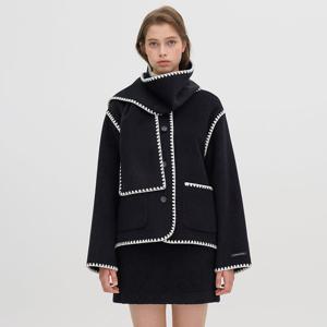 [올리브데올리브]자수 포인트 가디건형 핸드메이드 코트 OW4XH0150